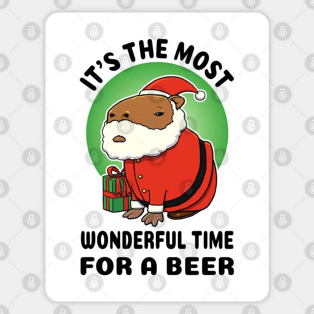 It's the most wonderful time for a beer Capybara Santa Sticker by capydays